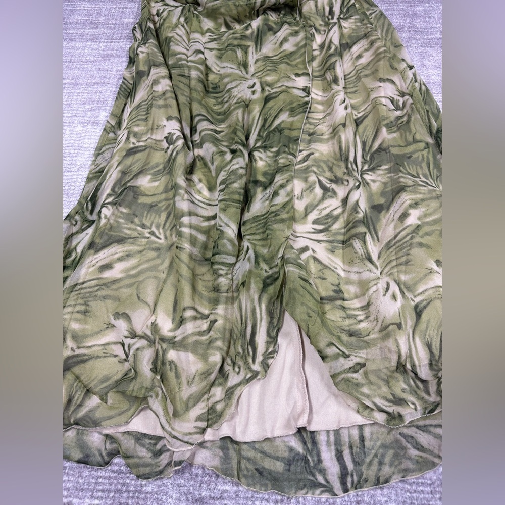NWT Silk Washable Sundress Womens Sz 6 Green Tropical Bling Y2K Fairy - Picture 8 of 9